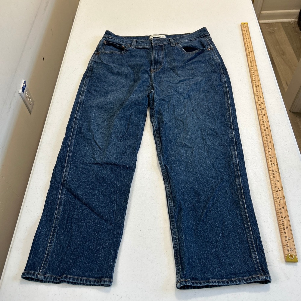 Abercrombie & Fitch V-Waist Crop Straight Jeans Dark Wash Blue Size 30 Regular